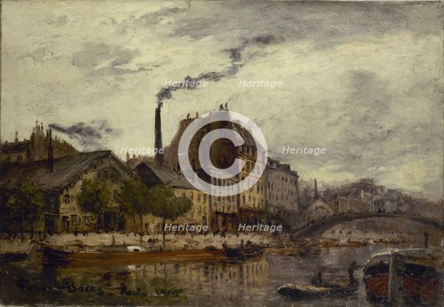 Demolition of the old Tournelle bridge, before 1920. Creator: Frank Myers Boggs.
