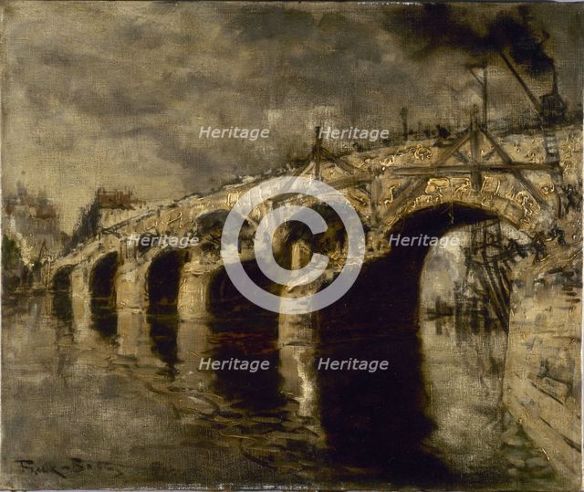 Demolition of the old Tournelle bridge, before 1920. Creator: Frank Myers Boggs.