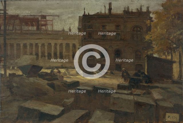 Demolition of the Palais de l'Industrie, in the Champs-elysees, 1899. Creator: Eugene Trigoulet.