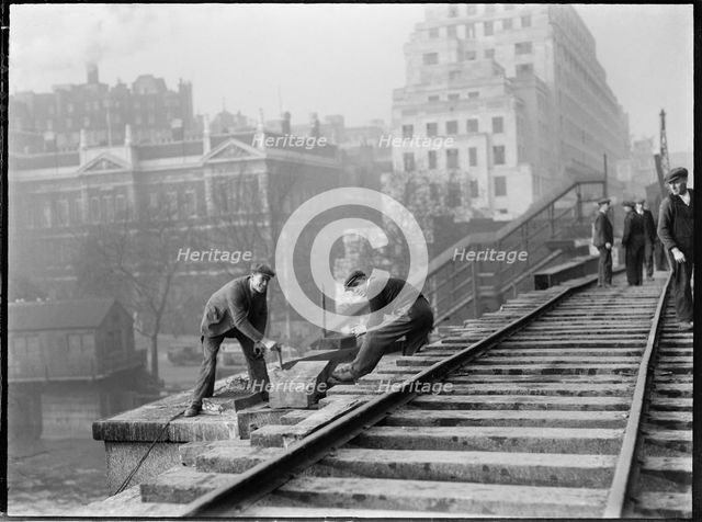 Demolition of Waterloo Bridge, City of Westminster, Greater London Authority, 1936. Creator: Charles William  Prickett.