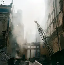 Demolition of a building, London, 1960s. Artist: John Gay