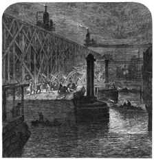 Demolition of Blackfriars Bridge, 1864. Creator: Mason Jackson