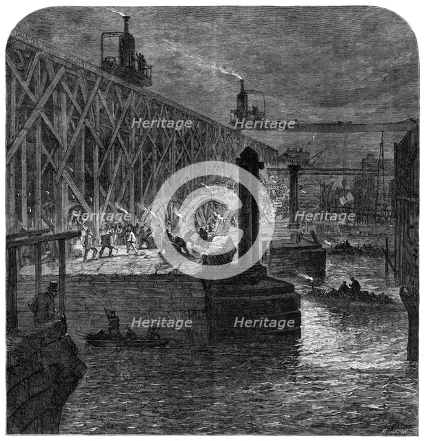 Demolition of Blackfriars Bridge, 1864. Creator: Mason Jackson.