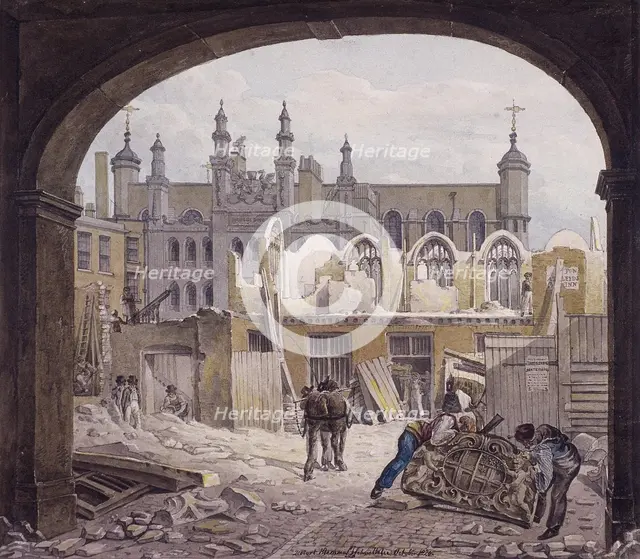 Demolition of Guildhall Chapel, London, 1820. Artist: Robert Blemmell Schnebbelie