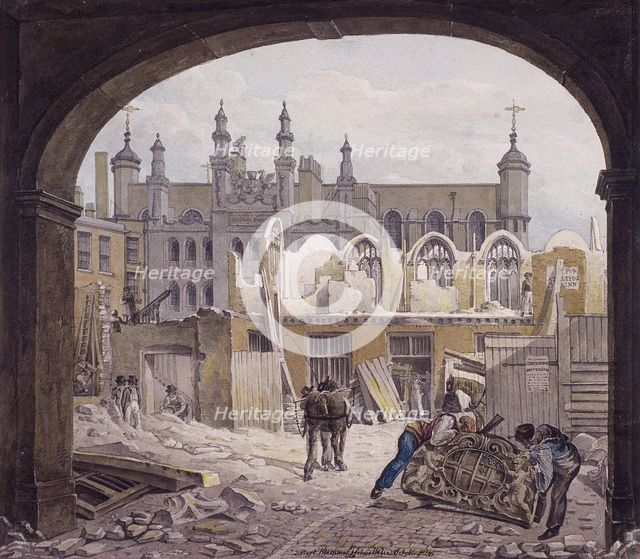 Demolition of Guildhall Chapel, London, 1820. Artist: Robert Blemmell Schnebbelie