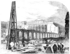 Demolition of Hungerford Market to make room for the Charing-Cross Railway Station, 1862. Creator: Unknown
