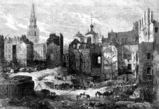 Demolition of Hungerford Market: view looking towards the Strand, 1862. Creator: Mason Jackson