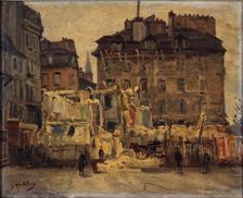 Demolition of rue de l'Hôtel-de-Ville, corner of rue des Nonnains-d'Hyères, 1933. Creator: Gustave Madelain