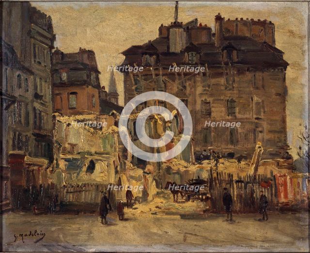 Demolition of rue de l'Hôtel-de-Ville, corner of rue des Nonnains-d'Hyères, 1933.  Creator: Gustave Madelain.