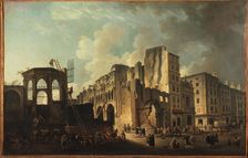 Demolition of Saints-Innocents church, rue Saint-Denis, c1787. Creator: Pierre-Antoine Demachy