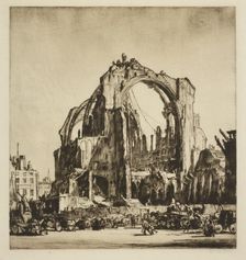 Demolition of St. James Hall, exterior, 1907. Creator: David Muirhead Bone