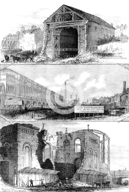 Demolitions for the Great Eastern Railway extension to Broad-Street, 1871. Creator: Unknown.