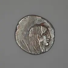 Denarius (Coin) Depicting a Female Head, about 48 BCE. Creator: Unknown