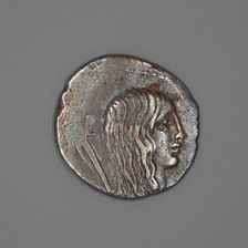 Denarius (Coin) Depicting a Female Head, about 48 BCE. Creator: Unknown