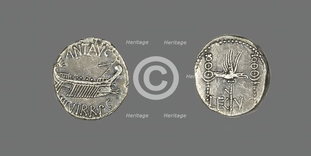 Denarius (Coin) Depicting a Galley, 32-31 BCE. Creator: Unknown.
