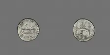 Denarius (Coin) Depicting a Galley, 32-31 BCE, issued by Marc Antony. Creator: Unknown