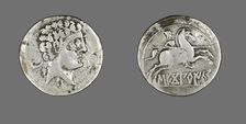 Denarius (Coin) Depicting a Laureate, about 100-50 BCE. Creator: Unknown