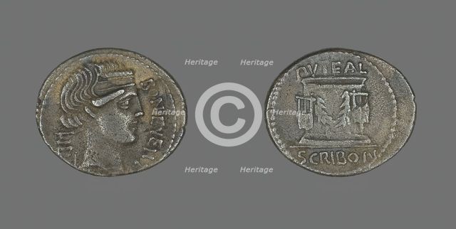 Denarius (Coin) Depicting Bonus Eventus, 62 or 54 BCE. Creator: Unknown.
