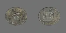 Denarius (Coin) Depicting Bonus Eventus, 62 or 54 BCE. Creator: Unknown