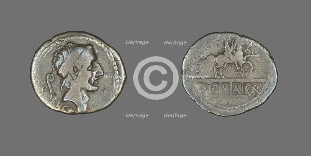 Denarius (Coin) Depicting King Ancus Marcius, 56 BCE, issued by L. Marcius Philippus. Creator: Unknown.