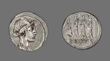 Denarius (Coin) Depicting Liberty, 54 BCE, issued by Roman Republic, M. Junius Brutus (moneyer). Creator: Unknown
