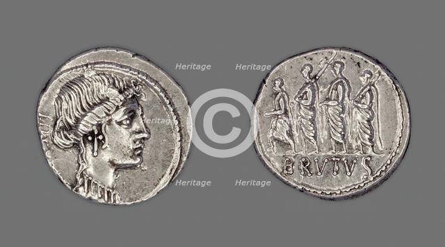 Denarius (Coin) Depicting Liberty, 54 BCE, issued by Roman Republic, M. Junius Brutus (moneyer). Creator: Unknown.