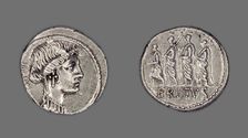 Denarius (Coin) Depicting Liberty, 54 BCE, issued by Roman Republic, M. Junius Brutus (moneyer). Creator: Unknown