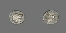 Denarius (Coin) Depicting the Mask of Pan, 48 BCE. Creator: Unknown