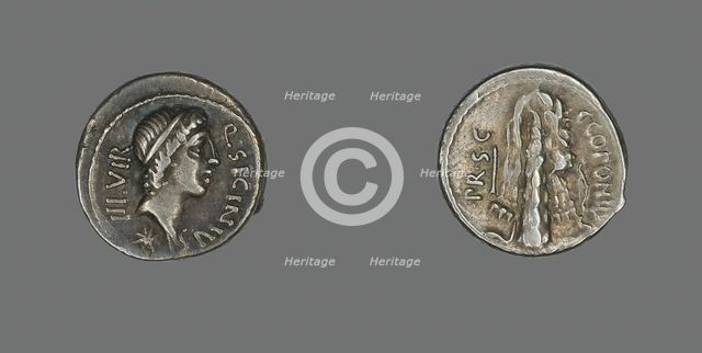 Denarius (Coin) Depicting the God Apollo, 49 BCE. Creator: Unknown.