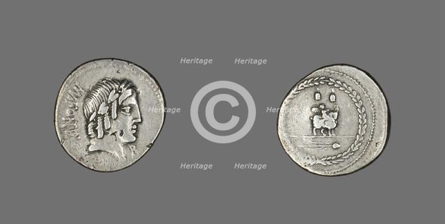 Denarius (Coin) Depicting the God Apollo, 85 BCE. Creator: Unknown.