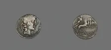 Denarius (Coin) Depicting the God Apollo, 90 BCE. Creator: Unknown