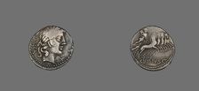Denarius (Coin) Depicting the God Apollo, 90 BCE. Creator: Unknown