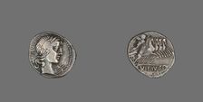 Denarius (Coin) Depicting the God Apollo, 90 BCE. Creator: Unknown