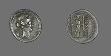 Denarius (Coin) Depicting the God Apollo, about 42 BCE, issued by P. Clodius. Creator: Unknown
