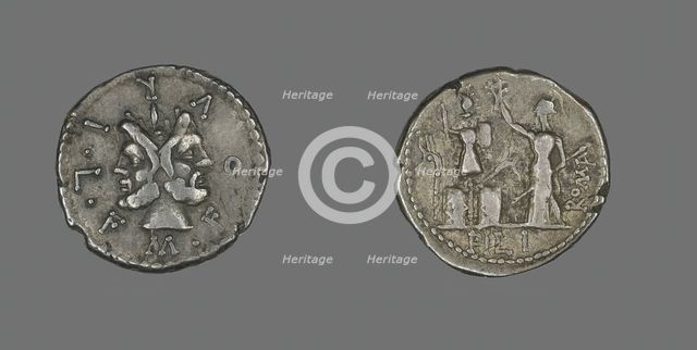 Denarius (Coin) Depicting the God Janus, 119 BCE. Creator: Unknown.