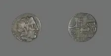 Denarius (Coin) Depicting the God Jupiter, about 87 BCE. Creator: Unknown