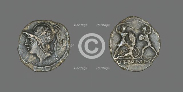 Denarius (Coin) Depicting the God Mars, 103 BCE. Creator: Unknown.