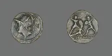 Denarius (Coin) Depicting the God Mars, 103 BCE. Creator: Unknown