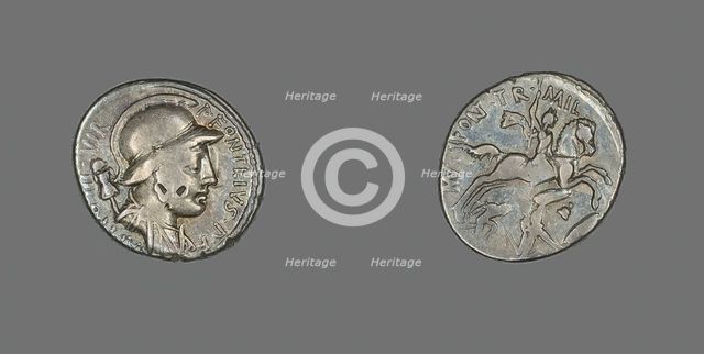 Denarius (Coin) Depicting the God Mars, 55 BCE. Creator: Unknown.
