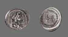 Denarius (Coin) Depicting the God Quirinus, 60 BCE, issued by the Roman Republic, C. Memmius (moneye Creator: Unknown