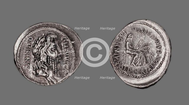 Denarius (Coin) Depicting the God Quirinus, 60 BCE, issued by the Roman Republic, C. Memmius (moneye Creator: Unknown.