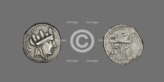 Denarius (Coin) Depicting the Goddess Cybele, 84 BCE. Creator: Unknown.