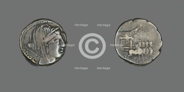 Denarius (Coin) Depicting the Goddess Juno, about 87 or 83 BCE. Creator: Unknown.
