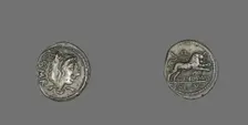 Denarius (Coin) Depicting the Goddess Juno Sospita, 105 BCE. Creator: Unknown