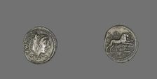 Denarius (Coin) Depicting the Goddess Juno Sospita, 105 BCE. Creator: Unknown