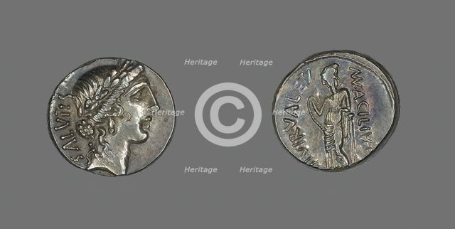 Denarius (Coin) Depicting the Goddess Salus, about 49 BCE. Creator: Unknown.