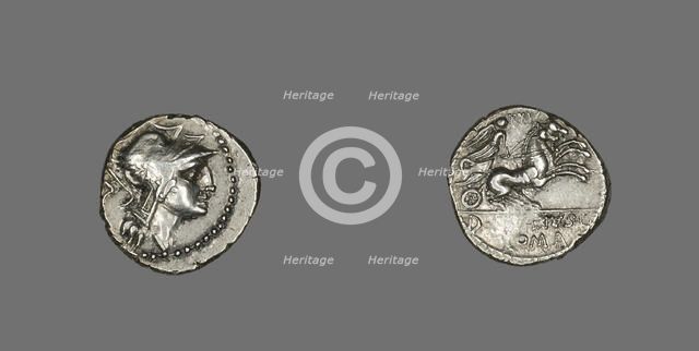 Denarius (Coin) Depicting the Goddess Roma, 91 BCE. Creator: Unknown.