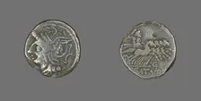 Denarius (Coin) Depicting the Goddess Roma, 104 BCE. Creator: Unknown