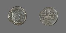 Denarius (Coin) Depicting the Goddess Roma, 104 BCE. Creator: Unknown