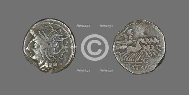 Denarius (Coin) Depicting the Goddess Roma, 104 BCE. Creator: Unknown.